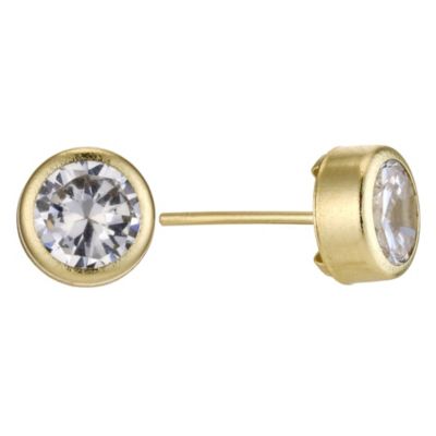H Samuel 9ct Yellow Gold Cubic Zirconia 6mm Stud Earrings