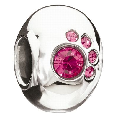 Chamilia Sterling Silver Crystal Fuchsia Paw Bead