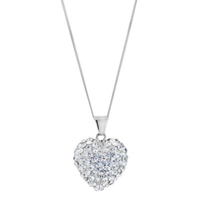 9ct White Gold Crystal Heart Pendant - Product number 8974454