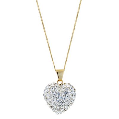 9ct Yellow Gold Crystal Heart Pendant