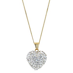9ct Yellow Gold Crystal Heart Pendant
