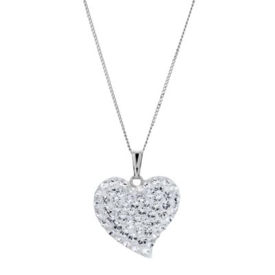 9ct White Gold Crystal Heart Pendant9ct White Gold Crystal Heart ...