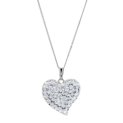 Evoke 9ct White Gold Crystal Heart Pendant