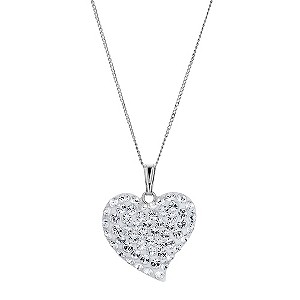 9ct White Gold Crystal Heart Pendant
