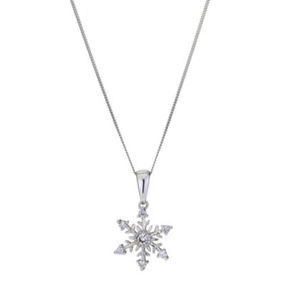 9ct White Gold Snowflake Pendant