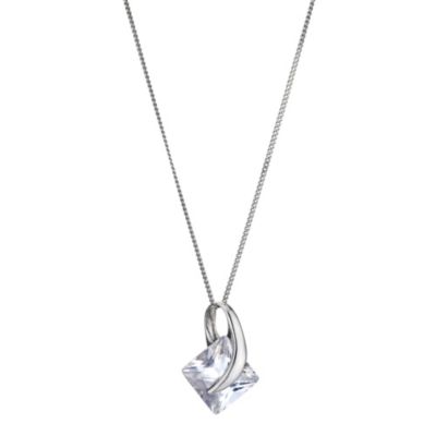 9ct White Gold Princess Cubic Zirconia Wrap Pendant - Product number 8974756