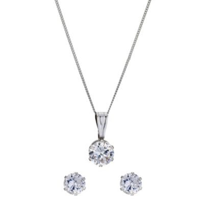 9ct White Gold Round Cubic Zirconia Set - Product number 8974764