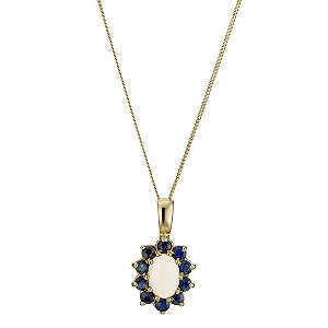 9ct Yellow Gold Sapphire Opal Pendant