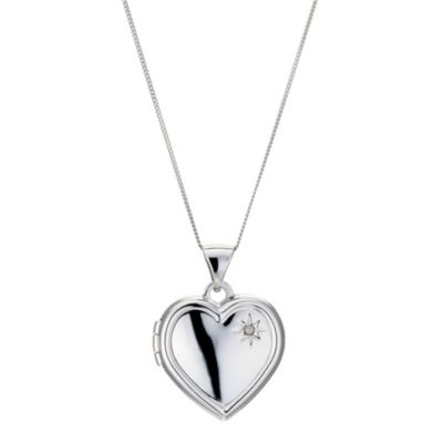 9ct White Gold Heart Locket - Product number 8974934