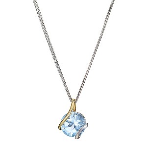 Silver & 9ct Yellow Gold Blue Topaz Wrap Pendant