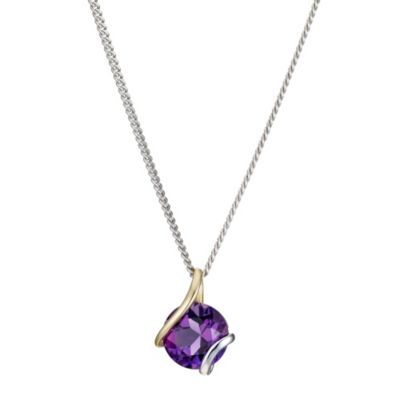 Silver & 9ct Yellow Gold Amethyst Wrap Pendant - Product number 8974993