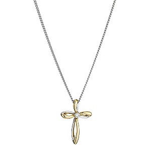 SILVER and 9ct Yellow Gold Cross Pendant