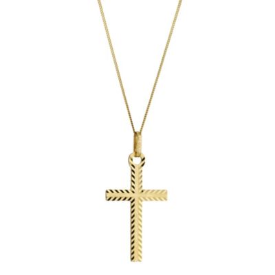 Unbranded 9ct Yellow Gold 16` Cross Pendant