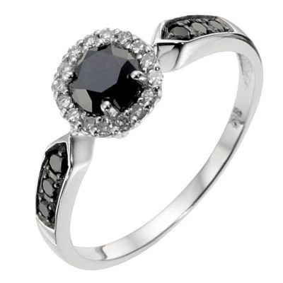 9ct White Gold Black Diamond Ring - Product number 8976775