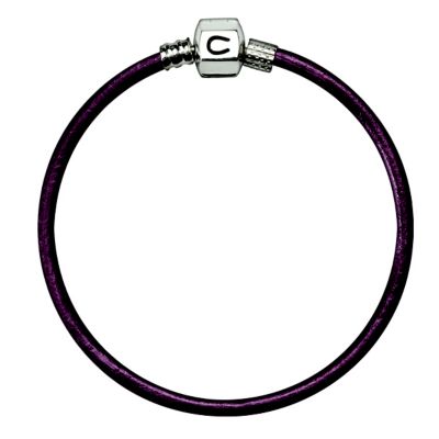 Chamilia 19.1cm sterling silver & aubergine leather bracelet - Product number 8978441