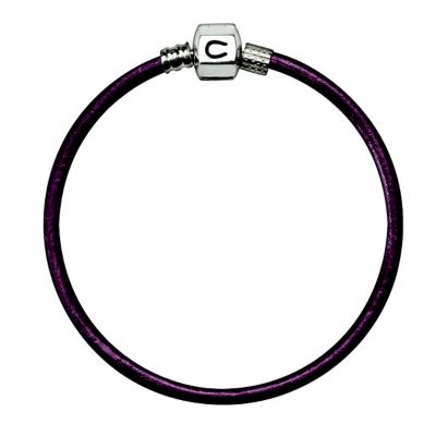 Chamilia 20.1cm sterling silver & aubergine leather bracelet - Product number 8978468