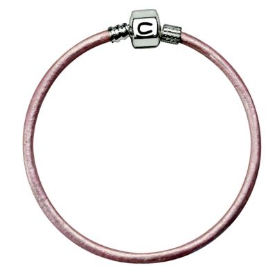 Chamilia 18cm silver & pink champagne leather bracelet - Product number 8978492