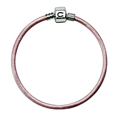 Chamilia 19.1cm silver & pink champagne leather bracelet - Product number 8978506