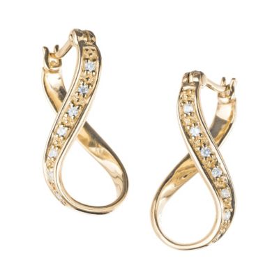 Chamilia 14ct yellow gold & cubic zirconia infinity earrings - Product number 8978581