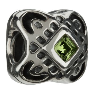 Chamilia sterling silver green stone set Celtic knot bead - Product number 8979065