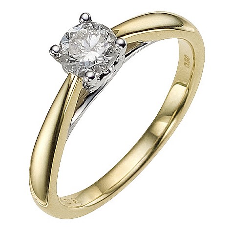 9ct yellow gold 1/2 carat heart solitaire ring
