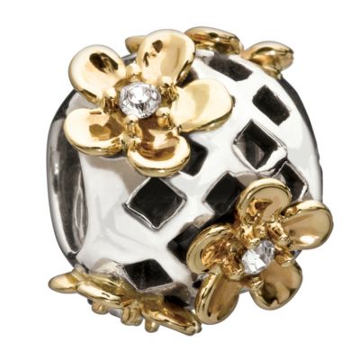 Chamilia - sterling silver & 14ct gold Flower Lattice bead - Product number 8980357