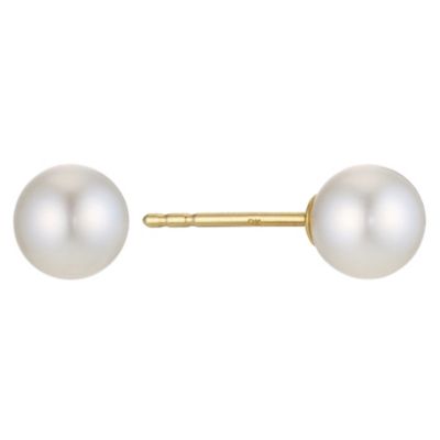 9ct Yellow Gold Certified Freshwater Pearl Stud