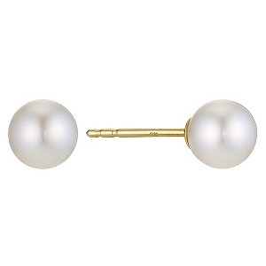 9ct Yellow Gold Certified Freshwater Pearl Stud