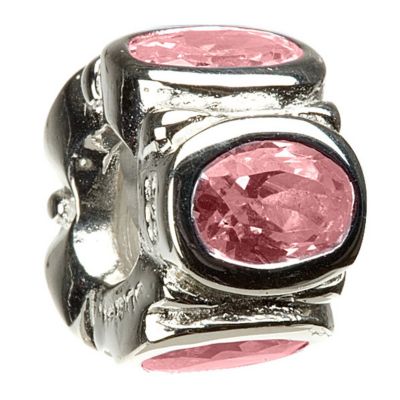 Chamilia silver & oval pink cubic zirconia bead - Product number 8983046