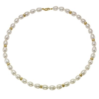 9ct yellow gold & pearl bar 17" necklace - Product number 8983216