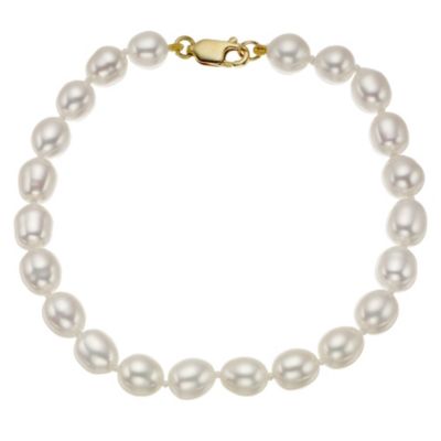 9ct yellow gold & pearl bracelet 7.25" - Product number 8983224