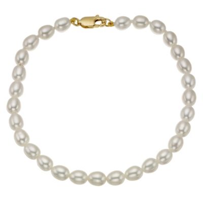 9ct yellow gold & pearl bracelet 7.25" - Product number 8983232