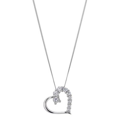 9ct white gold cubic zirconia heart pendant - Product number 8983259