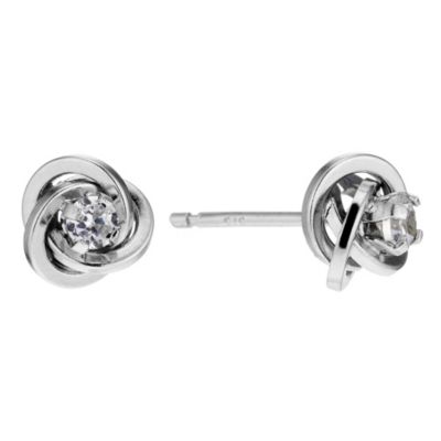 9ct white gold & cubic zirconia knot earrings - Product number 8983283