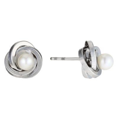 9ct white gold & pearl knot studs - Product number 8983291