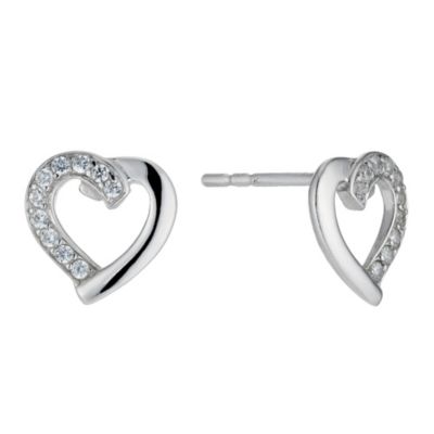 9ct white gold open heart earrings - Product number 8983321