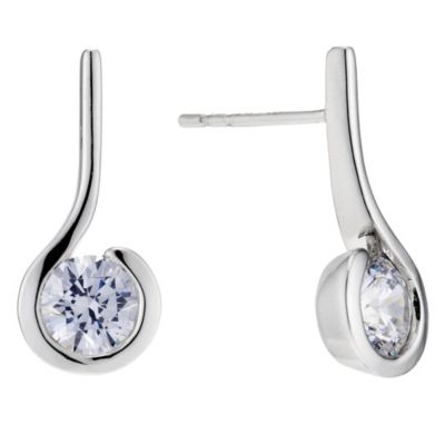 9ct white gold made with Swarovski zirconia drop earrings - Product number 8983348