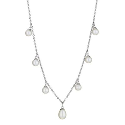 9ct white gold and pearl multi drop necklace 17