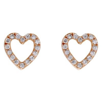 9ct white & rose gold open heart earrings - Product number 8983453