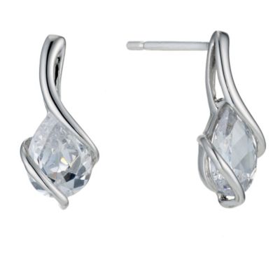 9ct white gold pear cubic zirconia earrings - Product number 8983488