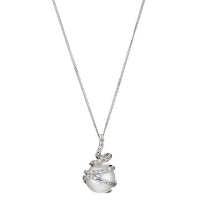 9ct white gold, pearl & diamond wrap pendant 18" - Product number 8983585