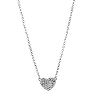 9ct white gold pave heart necklace