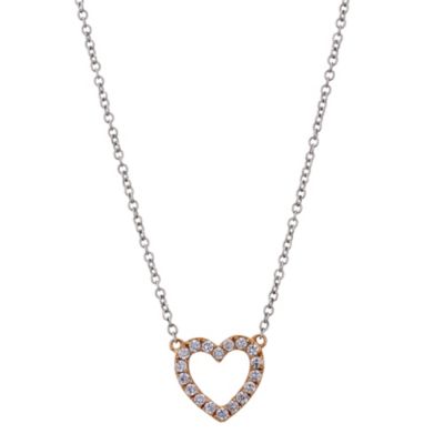 9ct white rose gold open heart necklace