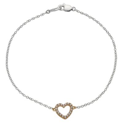 9ct white & rose gold open heart bracelet - Product number 8983682