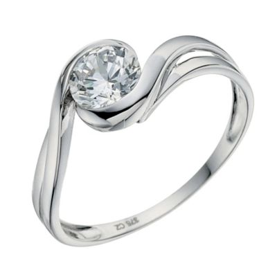 9ct white gold cubic zirconia wrap ring