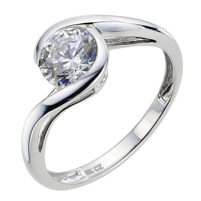 9ct white gold made with Swarovski zirconia twist 6.5mm ring