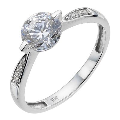 9ct white gold made with Swarovski zirconia 6.5mm ring
