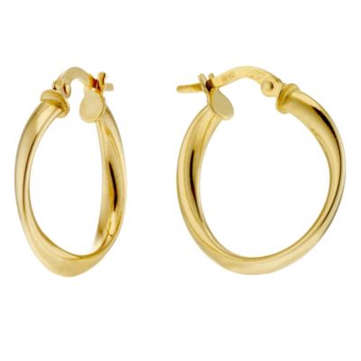 9ct yellow gold soft twist creole earrings - Product number 8986754