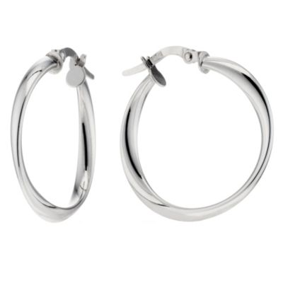 9ct white gold medium soft twist creole earrings - Product number 8986762