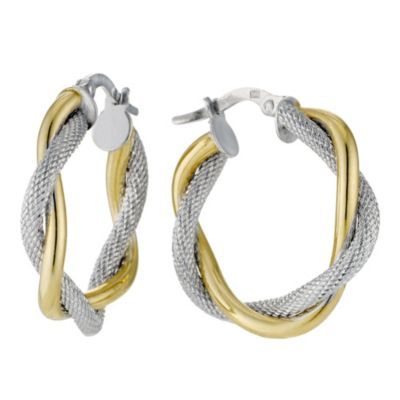9ct white & yellow gold creole earrings - Product number 8986916